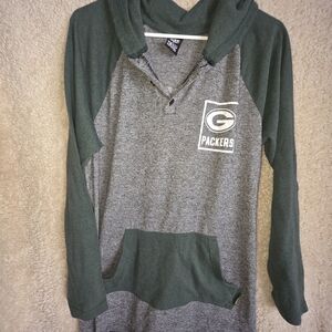 NFL Team Apparel Green and Gray Hoodie